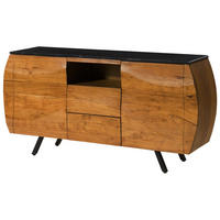 SIDEBOARD Akazie 154x40x75 natur lackiert / Marmor schwarz MONTREAL #125 - Braun, Holz (154/75/40cm) - Massivmoebel24