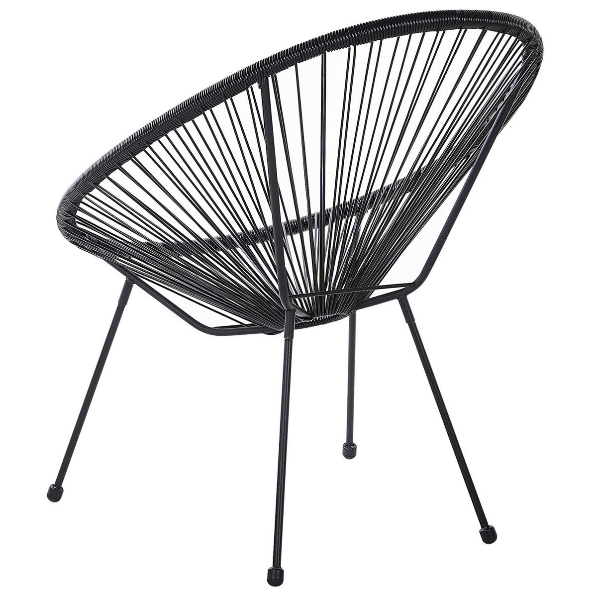 RATTANSTUHL Kunststoff schwarz 70 cm Acapulco II - Schwarz, Kunststoff (70/87/90cm) - Beliani