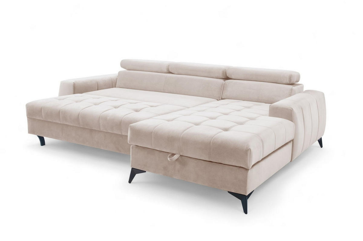 ECKSOFA Agnesa Xs In Salvador - Beige, Holzwerkstoff/Textil (260/200cm) - Fun Möbel