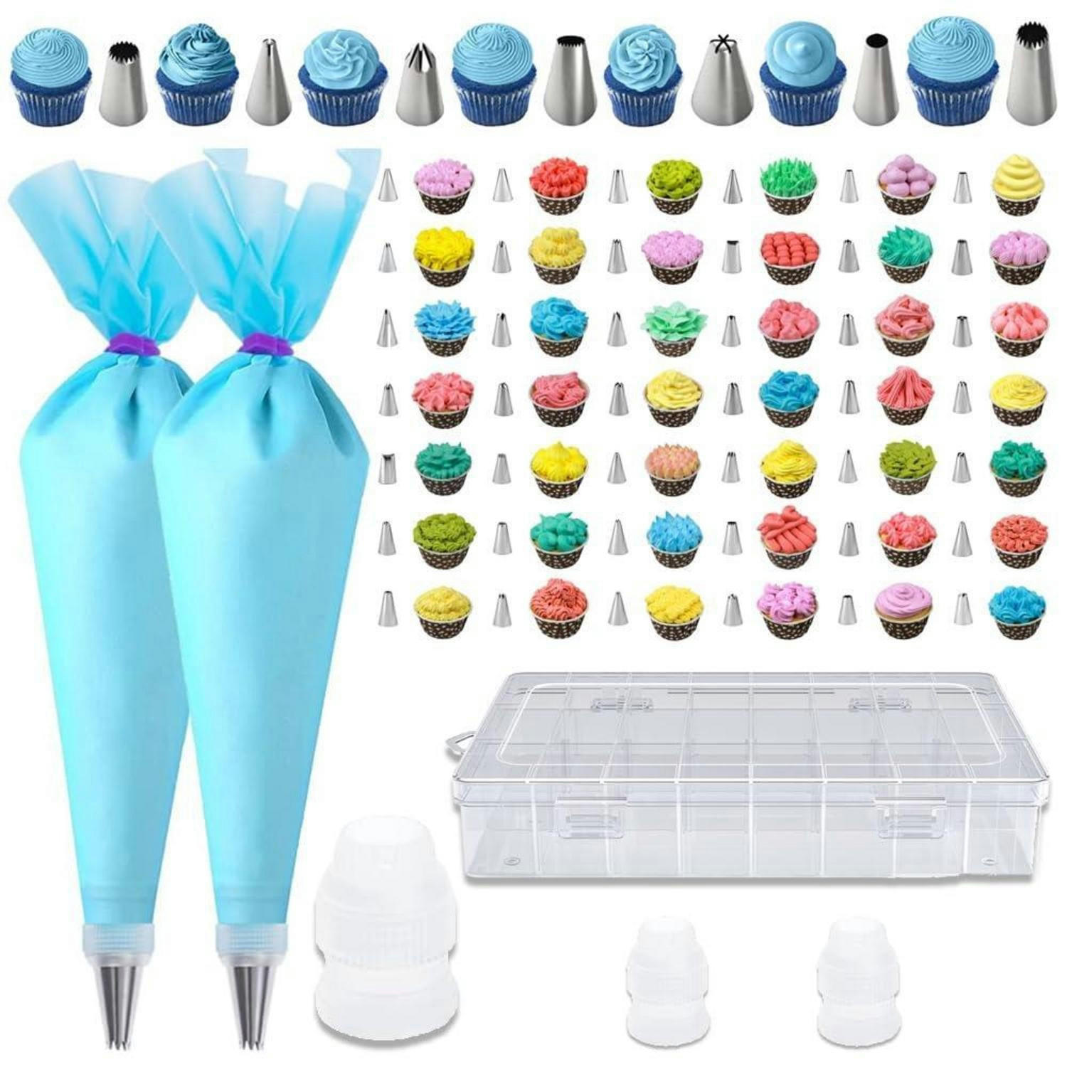 SPRITZBEUTEL Set 55-teilig mit Tüllen aus Edelstahl und Silikon - Hellblau, Metall (19.5/4/35.6cm)