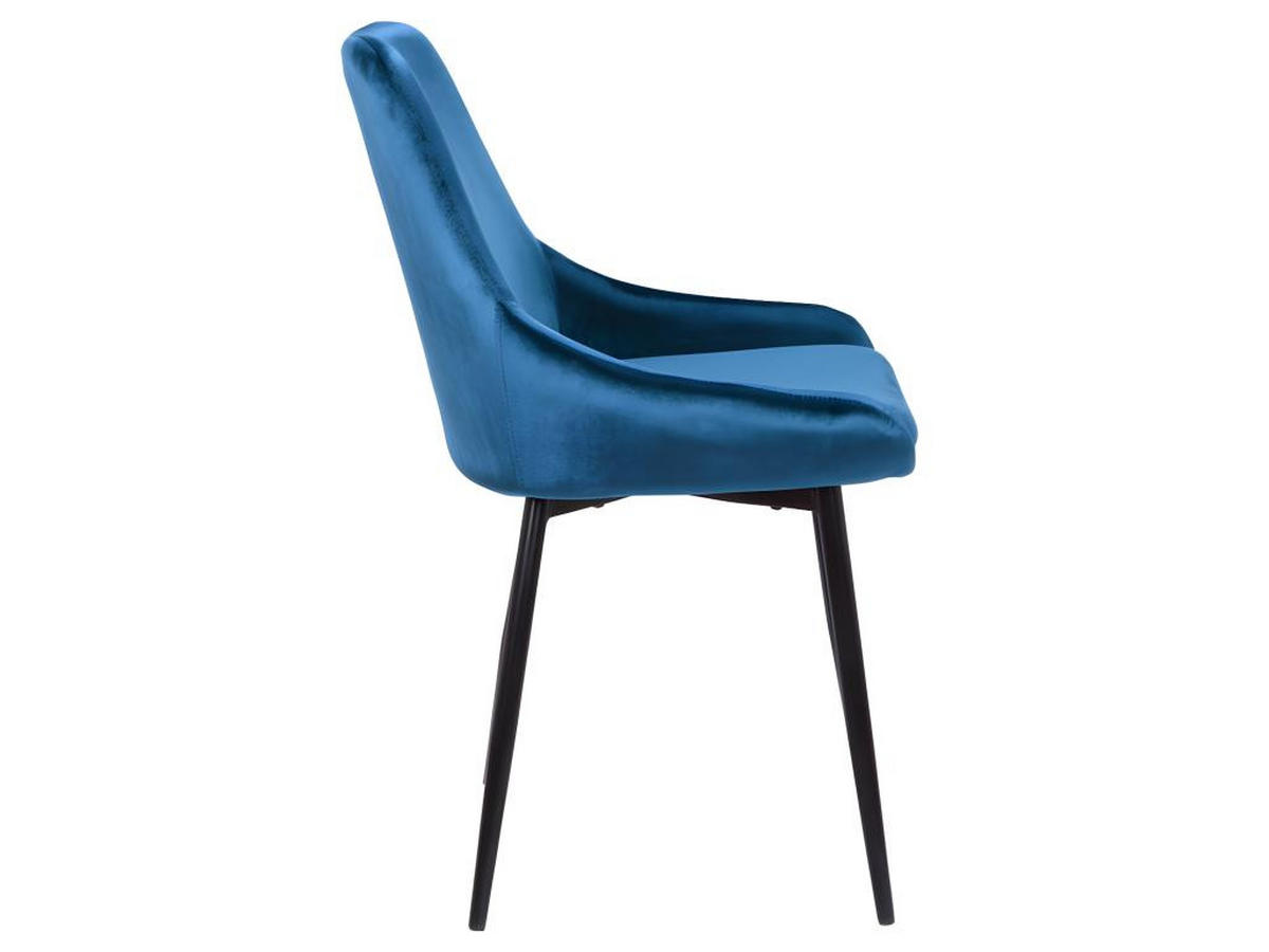 STUHL 2er-Set - Samt & Schwarzes Metall - Dunkelblau - MASURIE - Blau, Textil (56/85.5/49cm) - Vente-Unique
