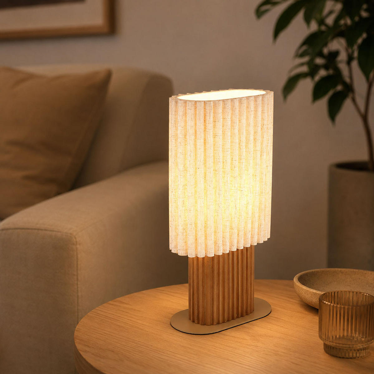 LED TISCHLEUCHTE JANNIE, Holz, Braun, E27, Schalter - Braun, Holz (23/12/45.3cm) - Globo Lighting