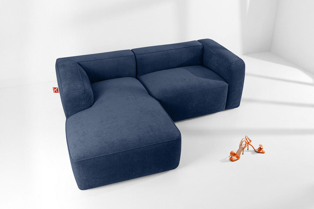 ECKSOFA LINKS FUBBO, Dunkelblau - Dunkelblau, Holz/Holzwerkstoff (225/176cm) - KONSIMO®