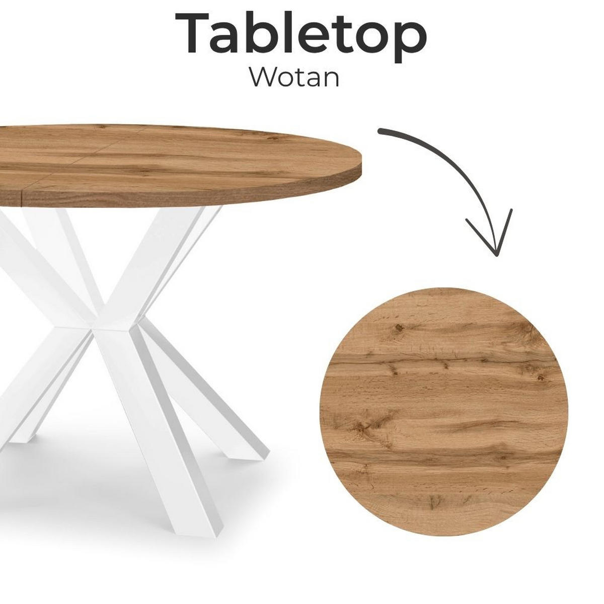 ESSTISCH RAL mit Holzbeinen, Durchmesser: 100 / 150 cm Eiche Wotan / Weiß - Eiche Wotan/Weiß, Holz (100/150/77cm) - Dekori_Interiors