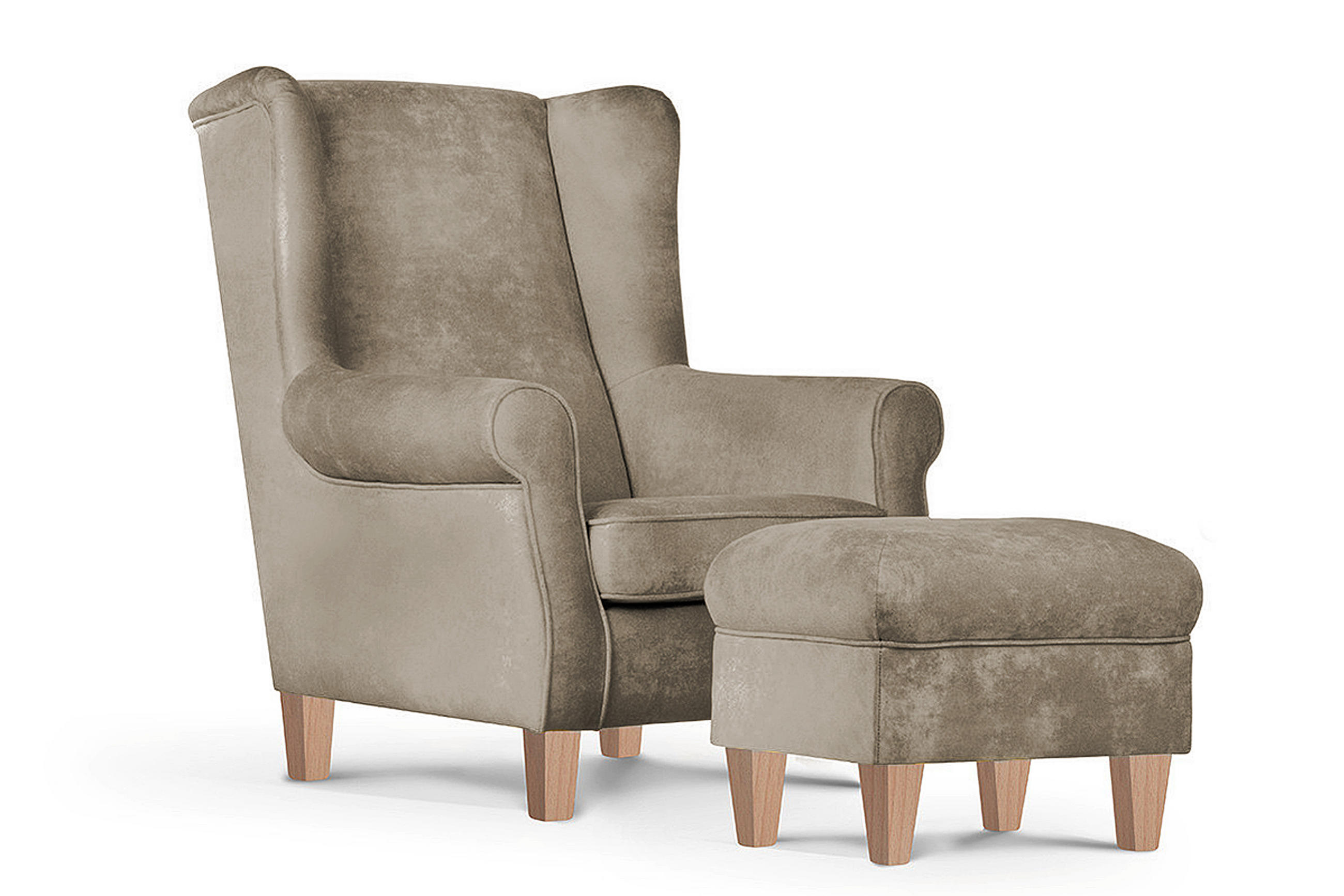 Konsimo® Ohrensessel-Set Beige, Eiche 82x105x97 cm
