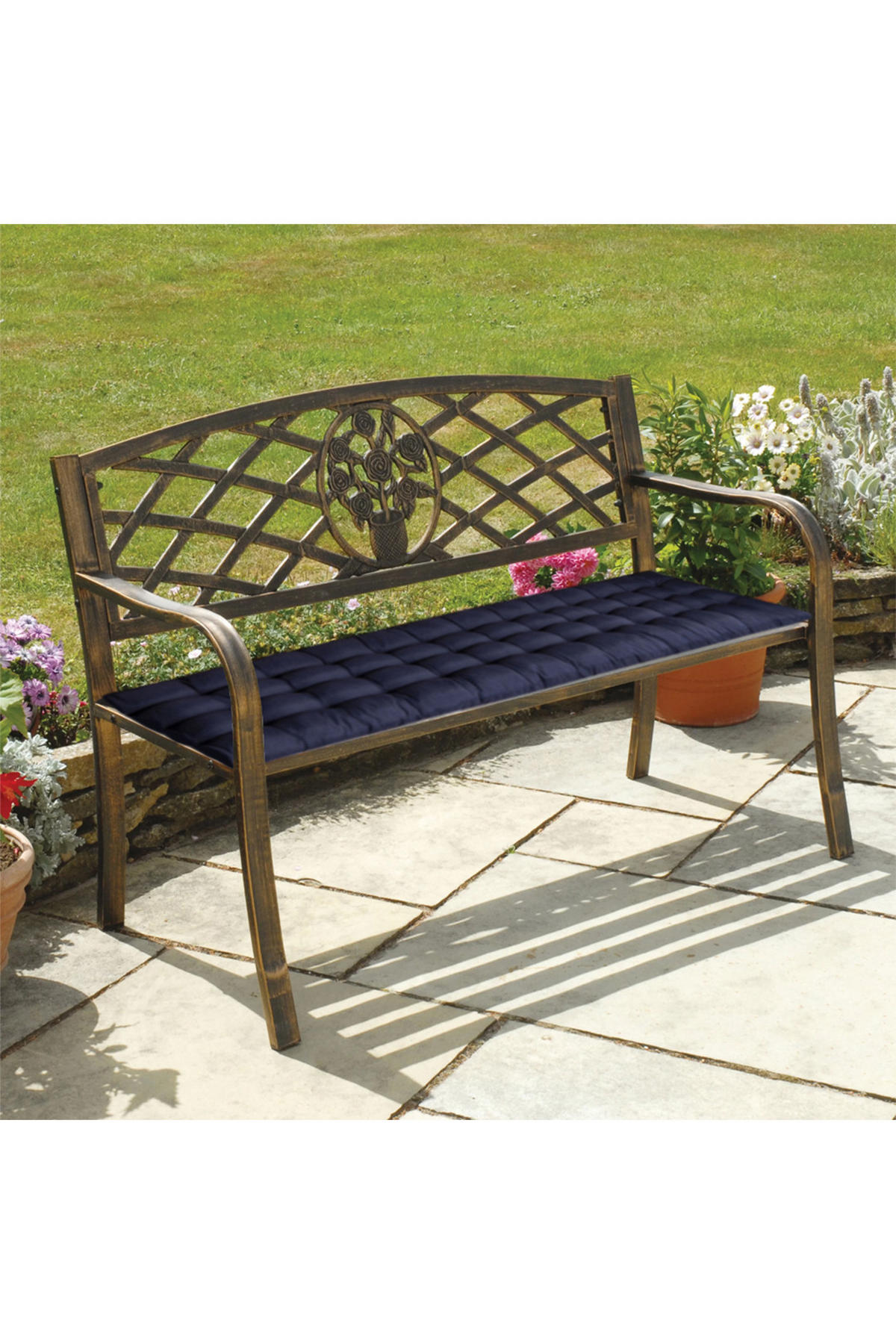 SONNENLIEGENAUFLAGE für Garten- und Terrassenstühle aus Polyester Schaumstoff in Dunkelblau 160 cm B x 50 cm - Dunkelblau, Textil (50/160cm) - Livingandhome