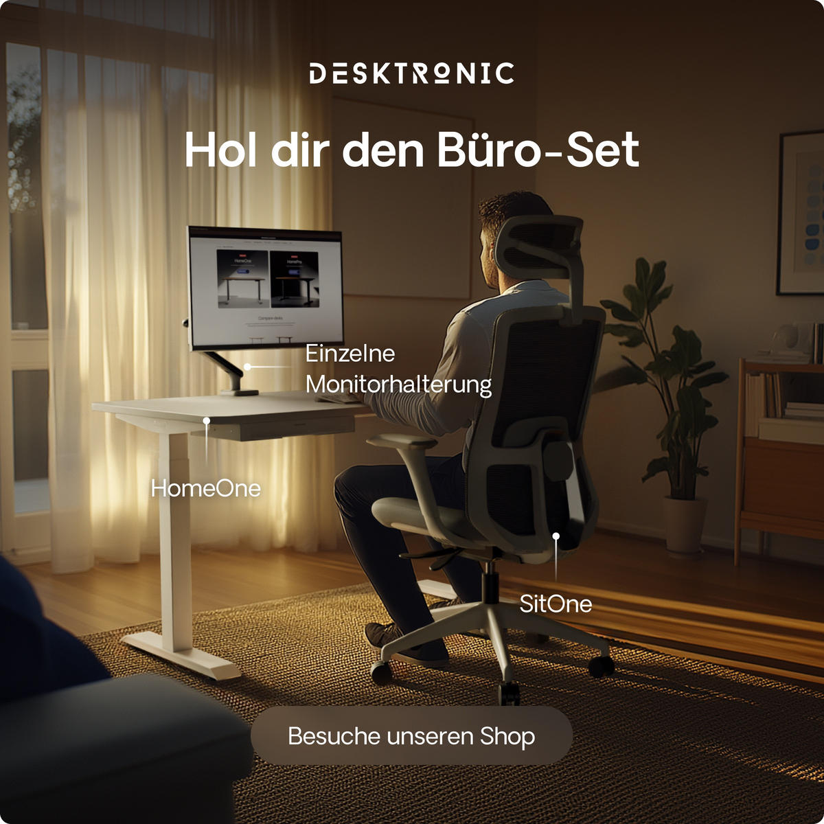 SCHREIBTISCH Elektrisch Höhenverstellbarer HomeOne 160x80cm Weiß/Weiß mit Memory-Funktion, Anti-Kollisions Technologie - Weiß, Holzwerkstoff (80/160/72cm) - Desktronic