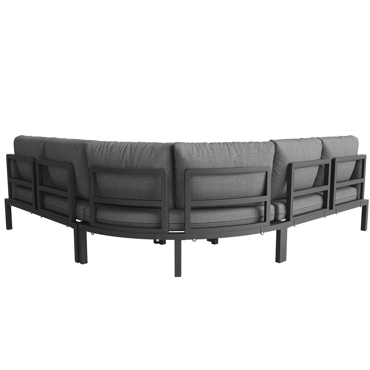 GARTENSETS aus Eisen 114x60x77cm Grau mit Sicherheitsglas-Coffeetable - Grau, Metall - Modfu