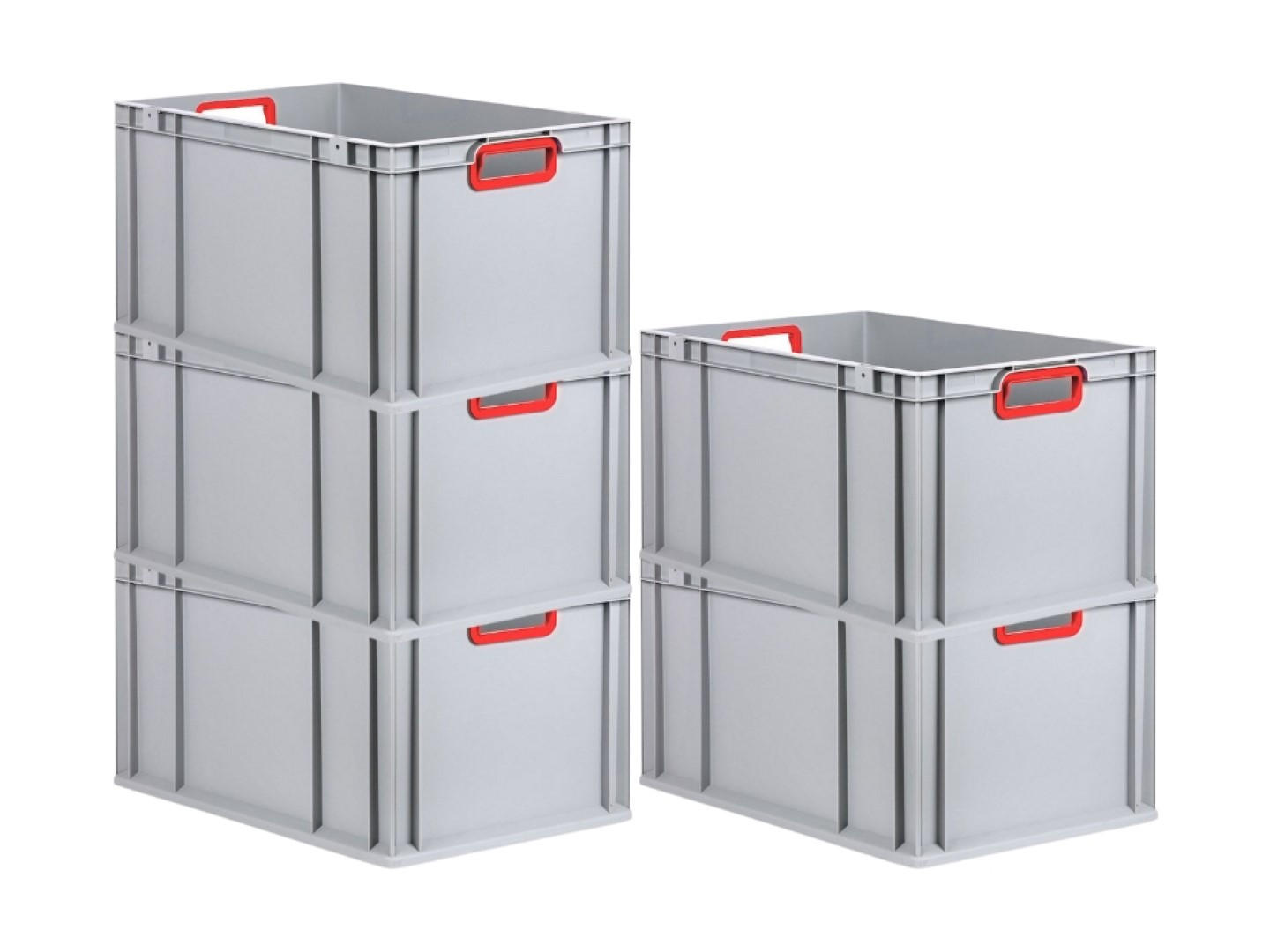 EUROBOX 5x Nextgen Color 32x40x60cm 65 Liter Griffe Rot Offen - Rot, Kunststoff (40/32/60cm) - PROREGAL