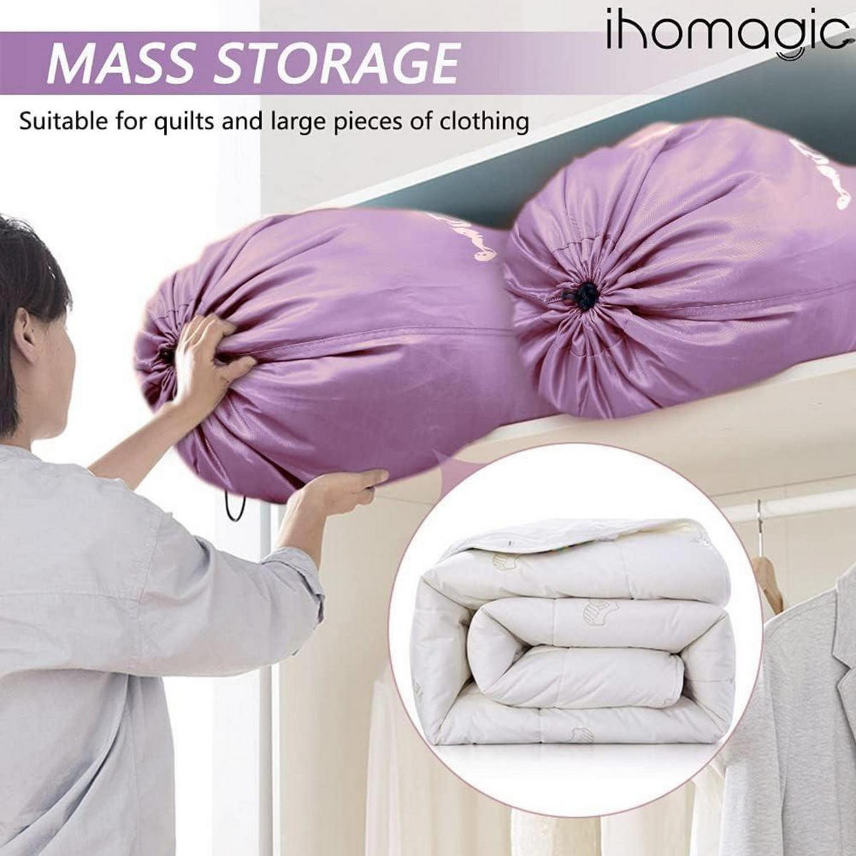 WÄSCHESACK 120 L Violett 61x92 cm - Lila, Textil (63/93/93cm)