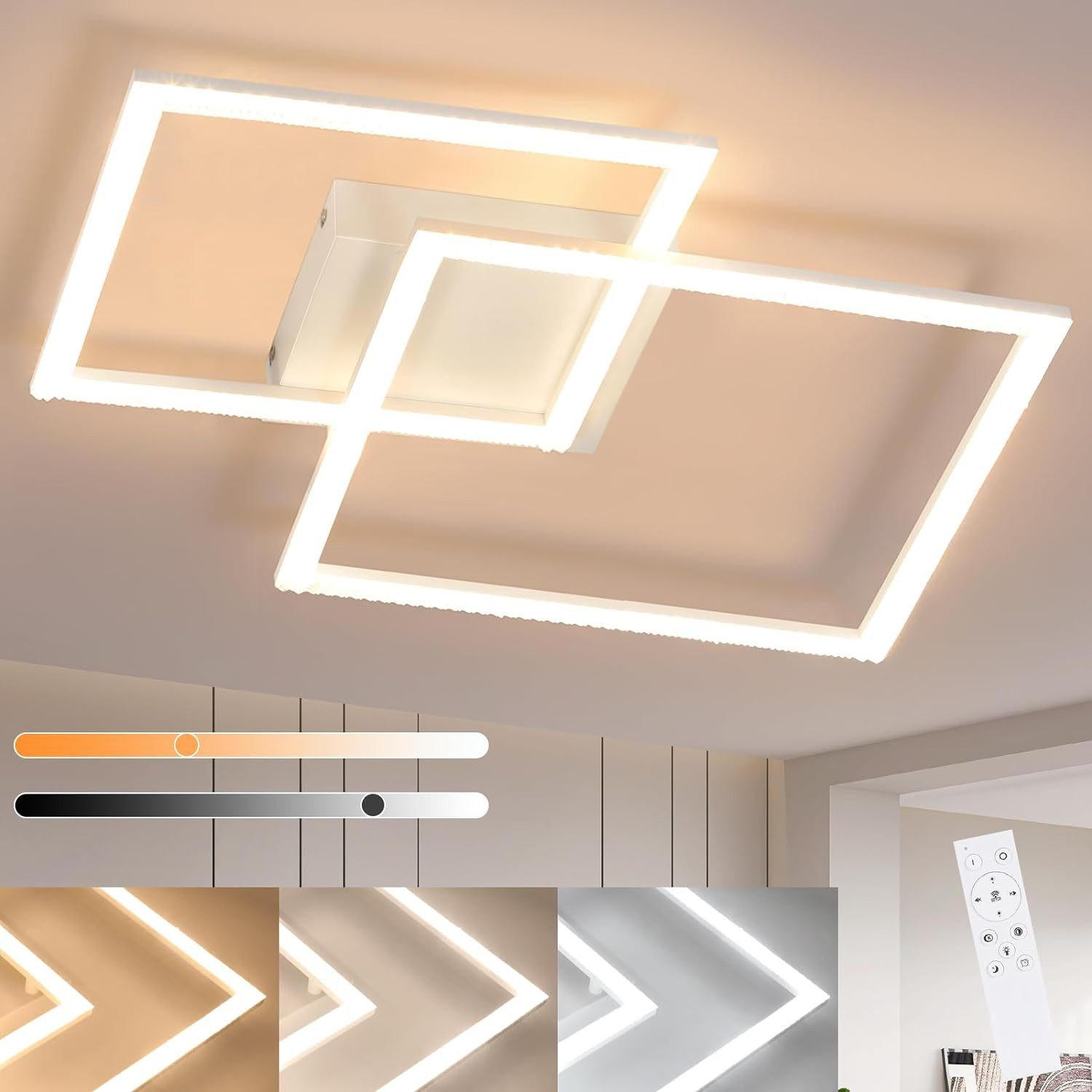 LED-DECKENLEUCHTE Beatrice 57/48/9 cm - Weiß, Metall (57/48/9cm) - Nettlife