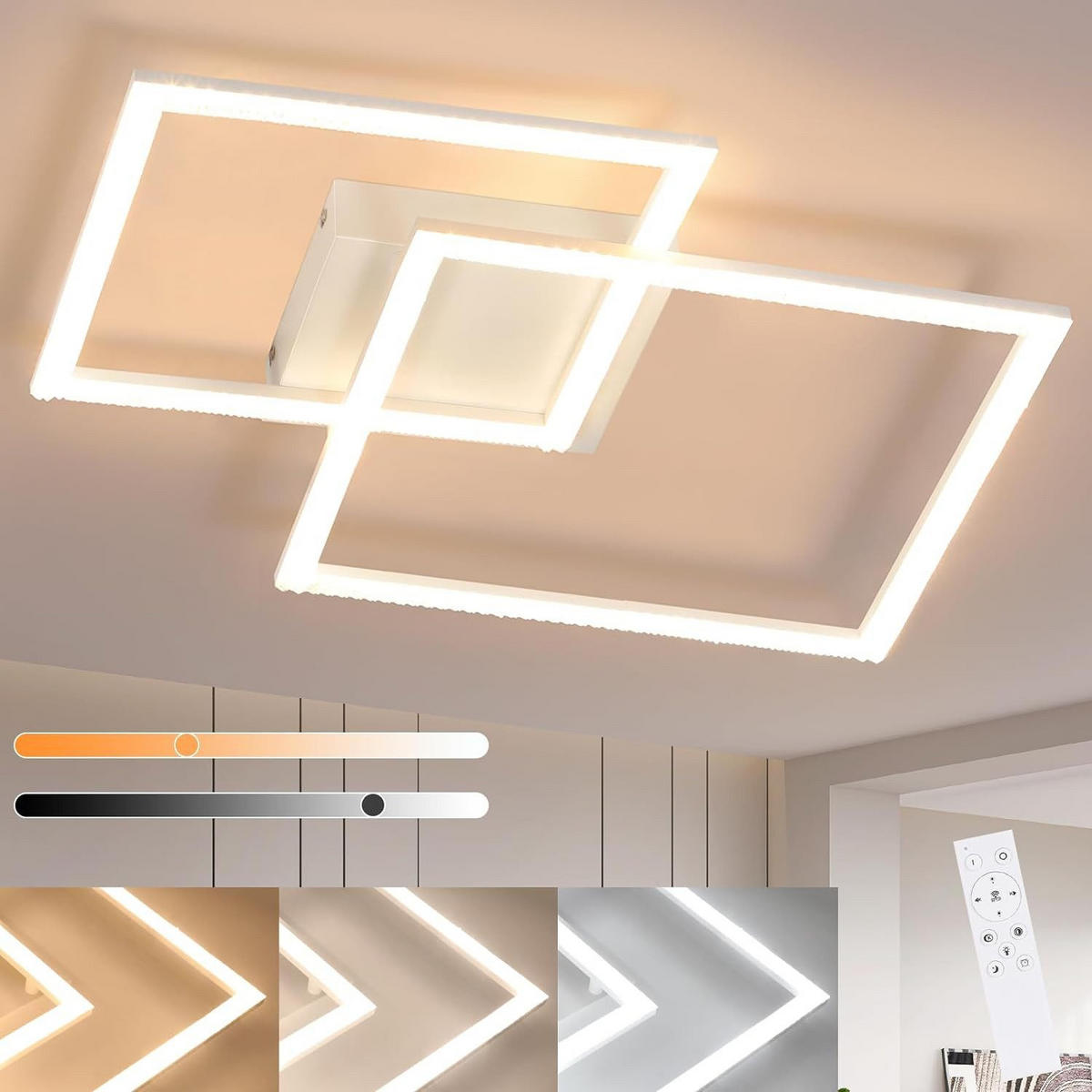 LED-DECKENLEUCHTE Beatrice 57/48/9 cm - Weiß, Metall (57/48/9cm) - Nettlife