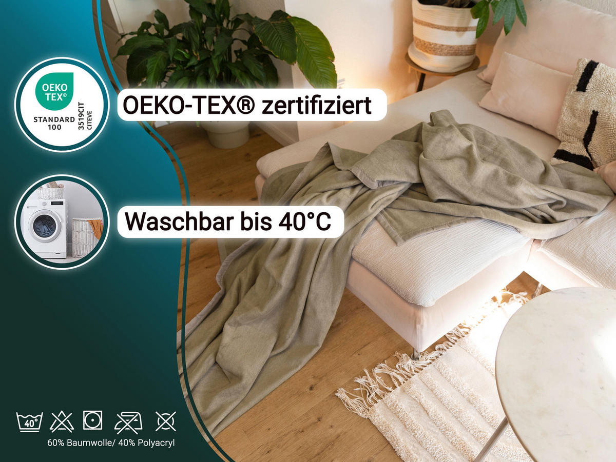 KUSCHELDECKE, 150x200 cm, 60% Baumwolle, 40% Polyacryl, Braun - Cappuccino, Naturmaterialien (150/200cm) - Zollner
