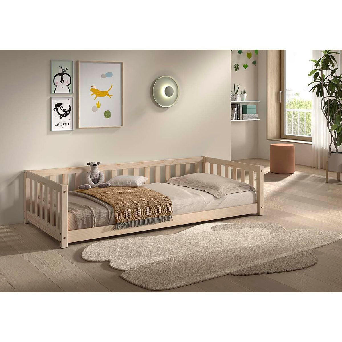 BODENBETT Kapua 90x200 umbaubar zum Tagesbett Kiefer Massivholz Natur - Kieferfarben, Holz (90/200cm) - 58aufmkessel