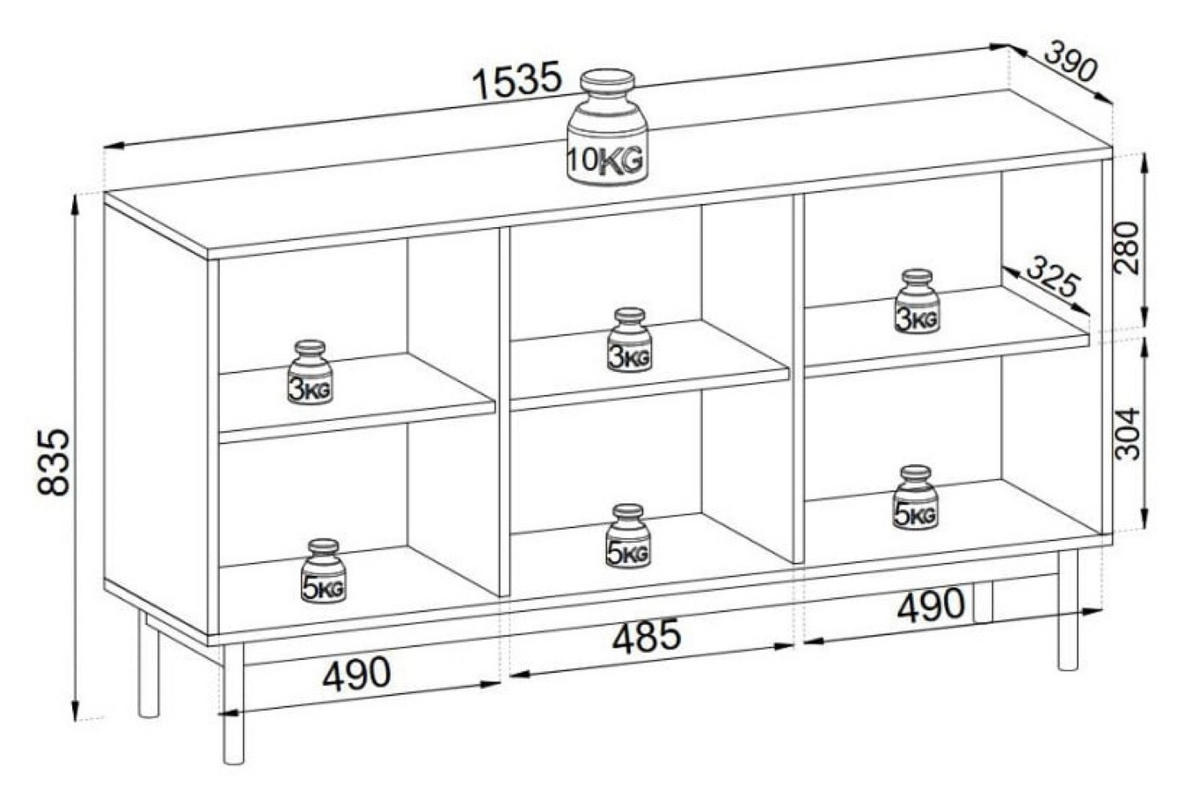 SIDEBOARD Sonoma Eiche K154-D - Multicolor, Holzwerkstoff (153.5/83.5/39cm) - Sepro Meble
