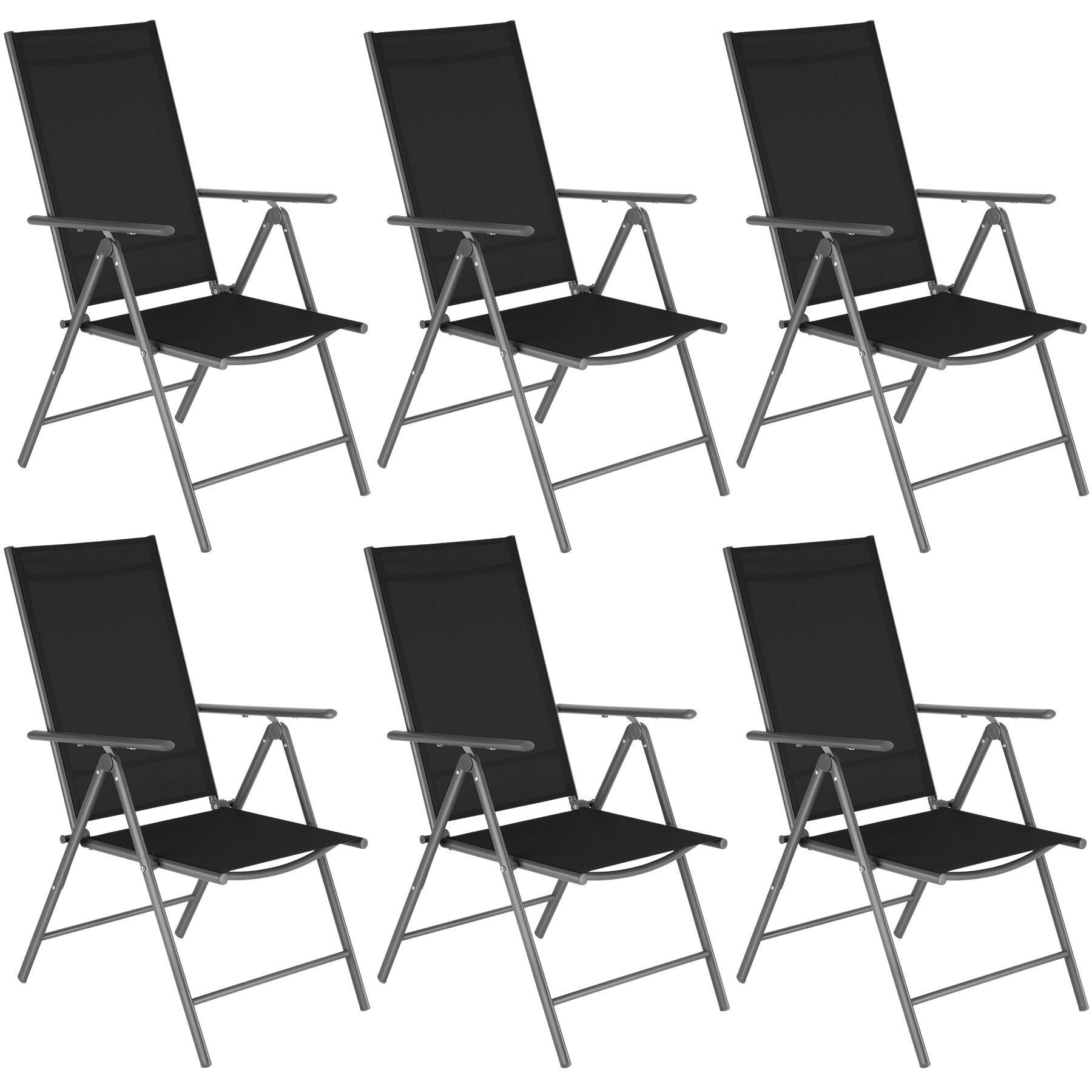 GARTENSTUHL 6er Set Marcellino, 54,5 x 65 x 107,5 cm, anthrazit - Anthrazit/Grau, Metall (54.5/107.5/65cm) - tectake