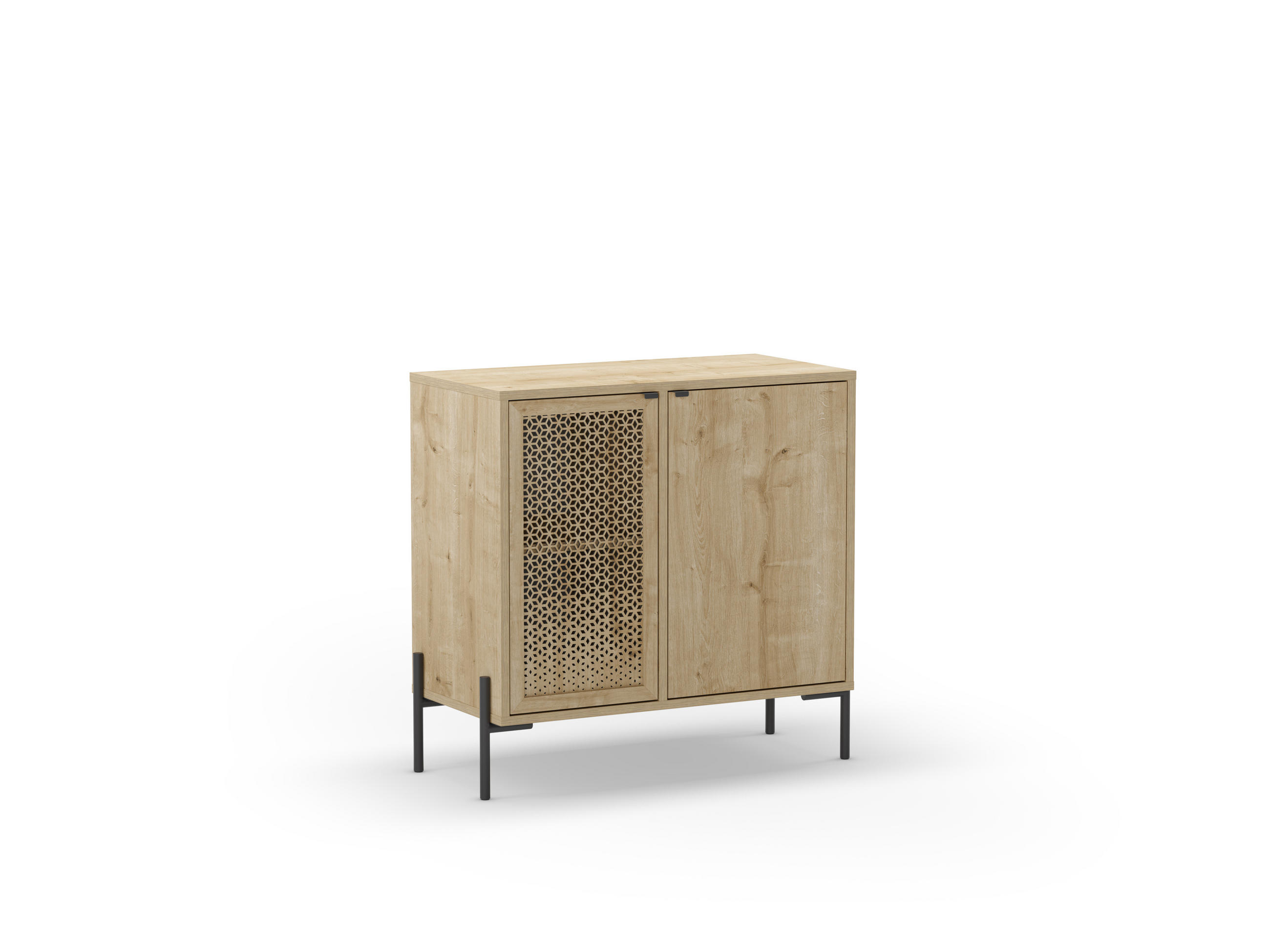 KOMMODE 2 Türen und Metallfüße Inca - L80 cm - Braun, Holz (40/80.3/83.6cm) - Calicosy
