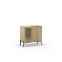 KOMMODE 2 Türen und Metallfüße Inca - L80 cm - Braun, Holz (40/80.3/83.6cm) - Calicosy