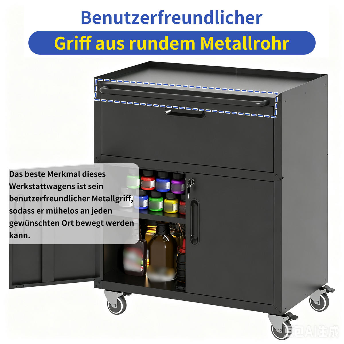 KOMBINATIONSMÖBEL – 88 cm (H) x 75 cm (B) x 42 cm (T), Farbgebung in Schwarz und Grau. - Schwarz, Metall (42/88/75cm) - DCA