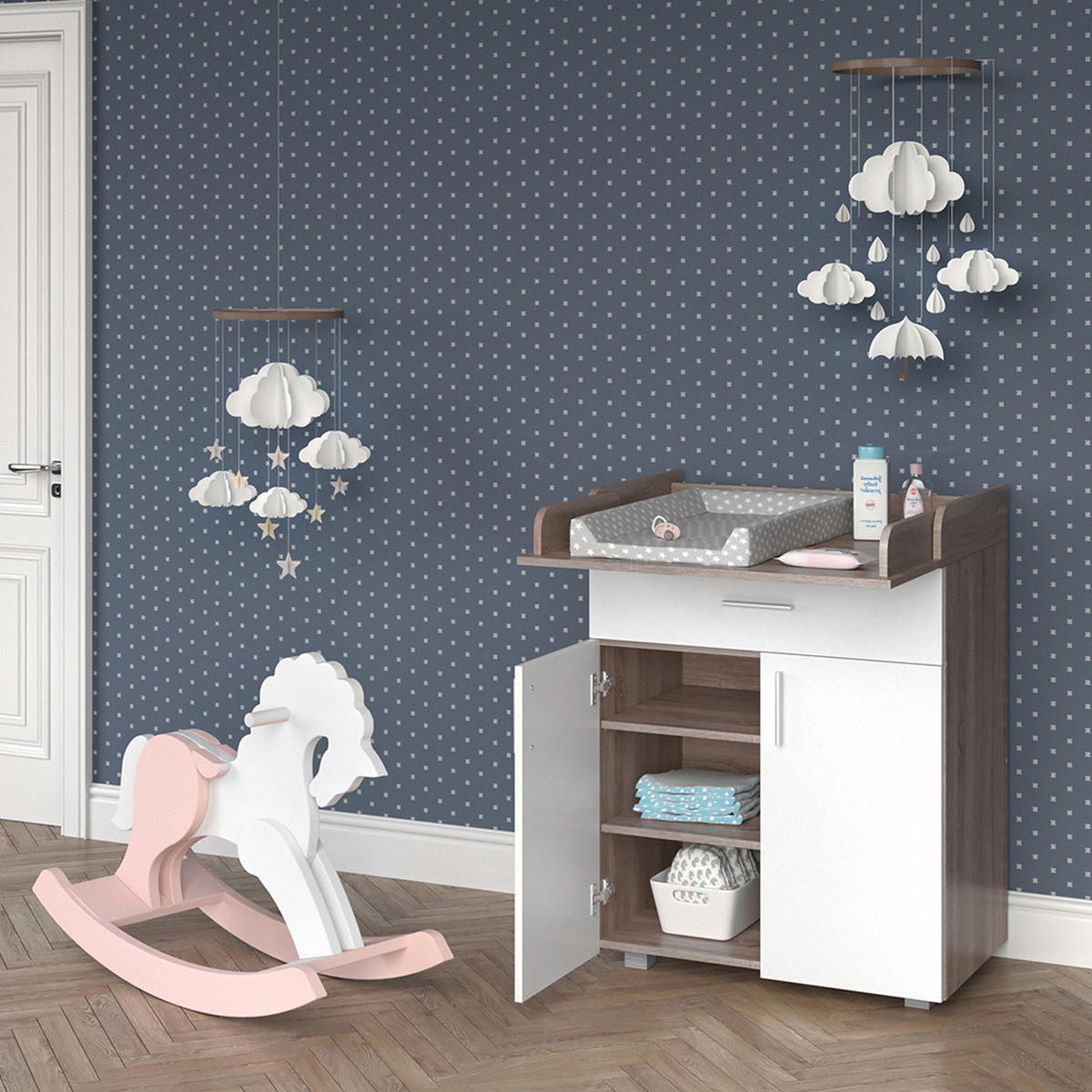 PREBAĽOVACÍ PULT Lena Biela/Sonoma - biela/dub sonoma, kompozitné drevo (75/100/50cm) - Vicco