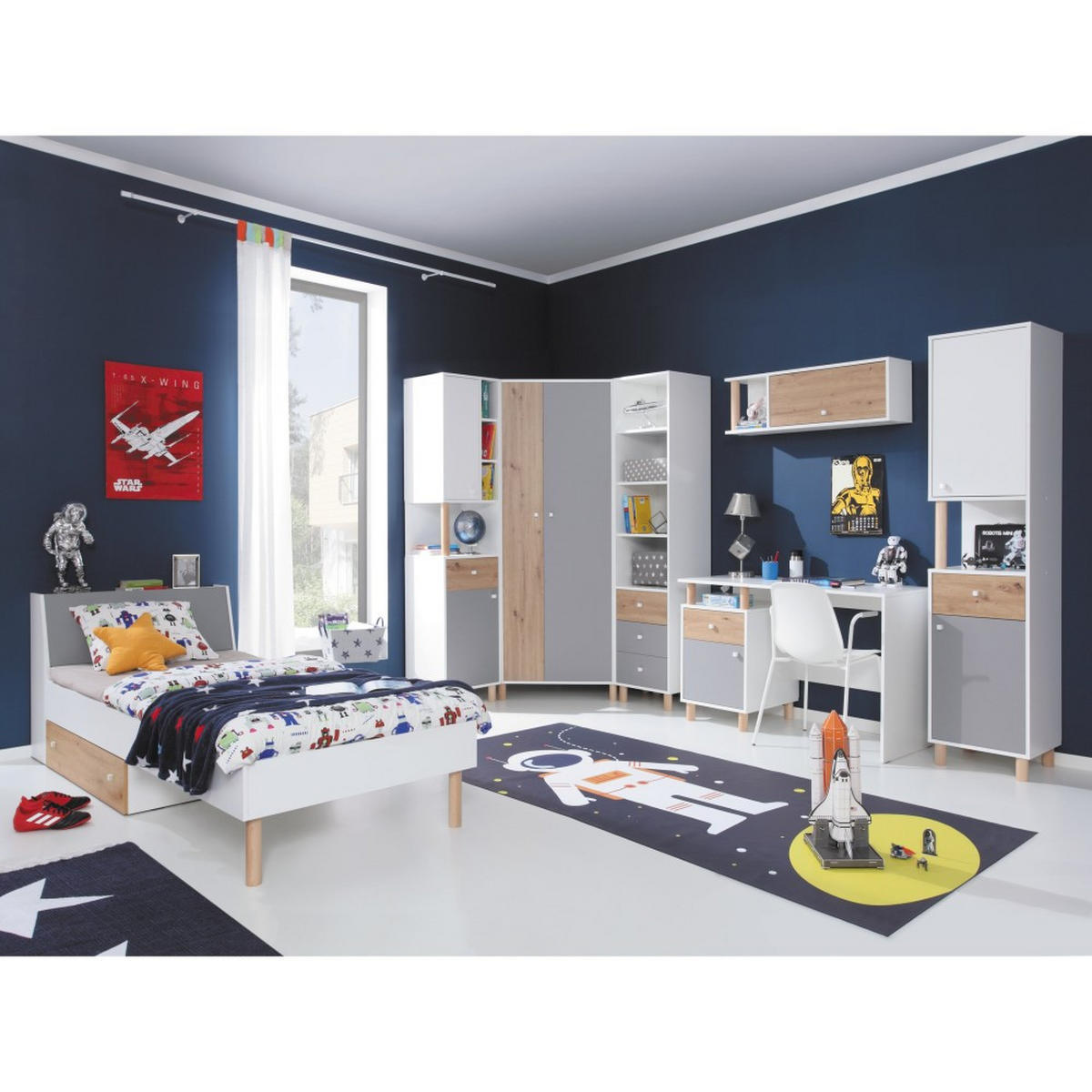 SCHREIBTISCH Figo für Jugendzimmer, mit 1 Tür und 1 Schublade - Eiche Artisan/Weiß, Holz/Holzwerkstoff (125/76/55cm) - Beautysofa