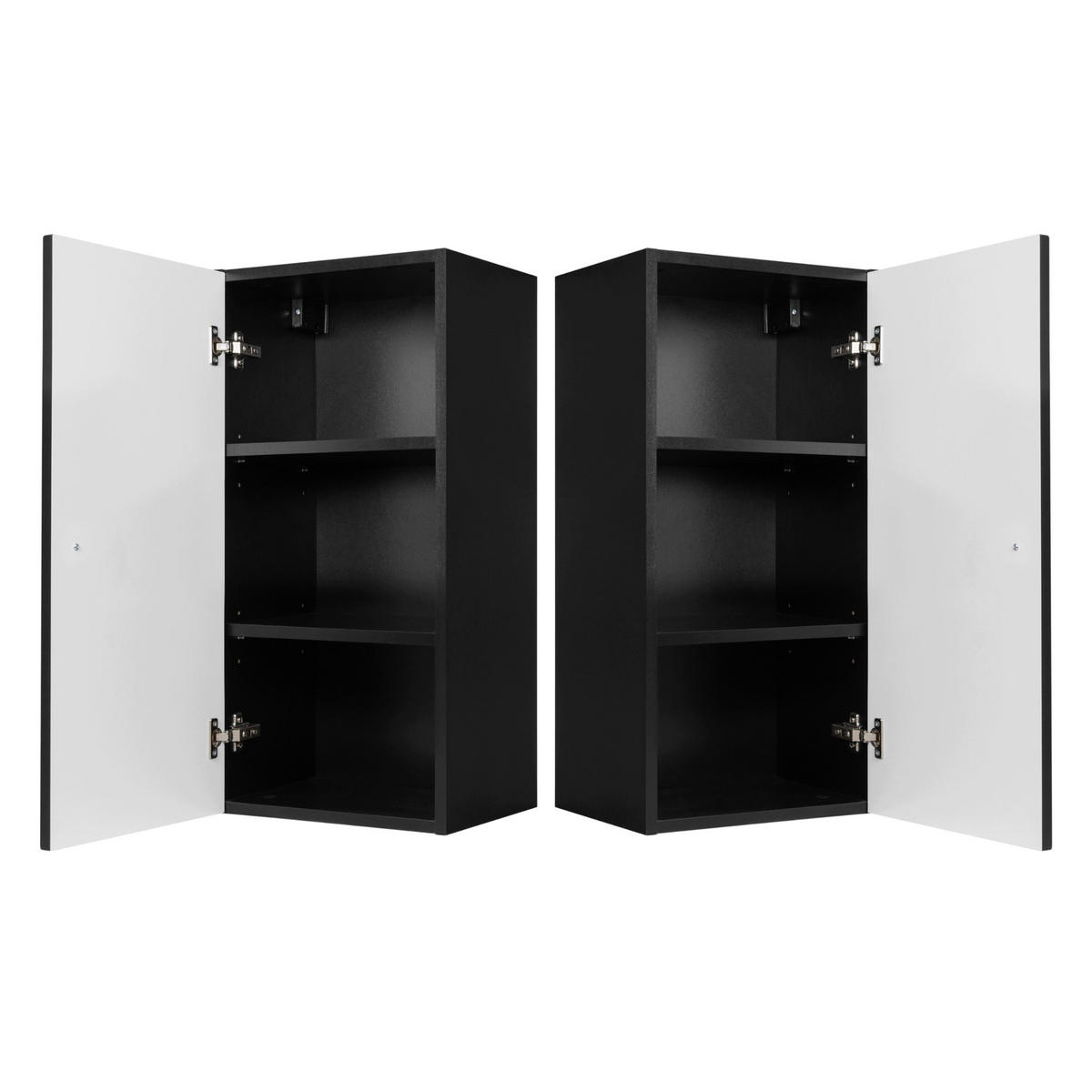 HÄNGESCHRANK BELLO geriffelt Schwarz matt 35/68/27 cm - Schwarz, Holzwerkstoff/Metall (35/68/27.2cm) - Rodan