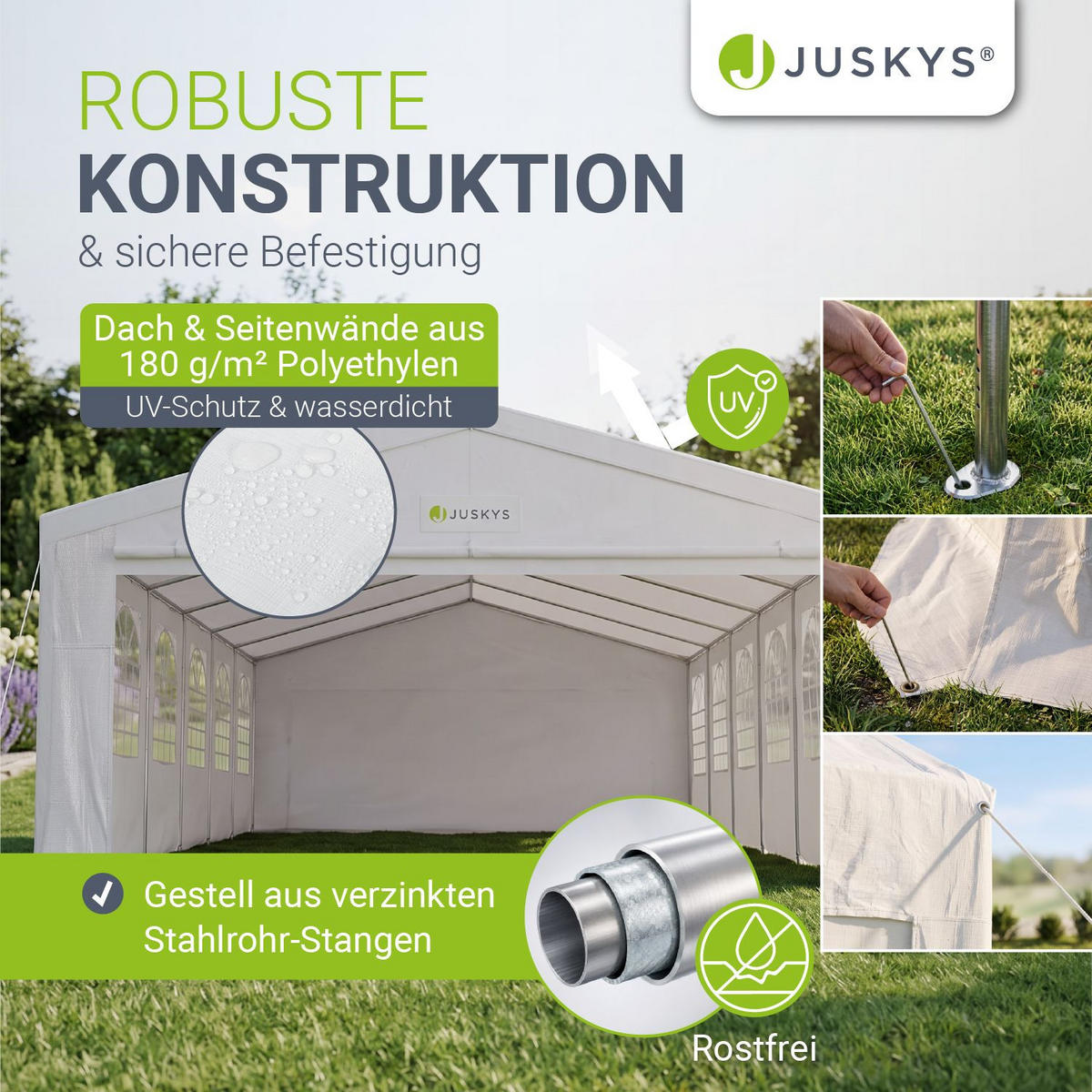 FESTZELT Partyzelt Gala weiß 6x12 m - Weiß, Kunststoff (600/292/1200cm) - Juskys