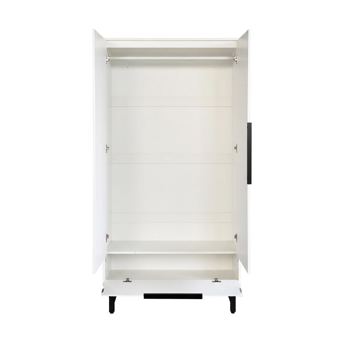 KLEIDERSCHRANK NYLA - Weiß, 100 x 200 cm - Weiß, Holzwerkstoff (100/200/40cm) - Home Deluxe