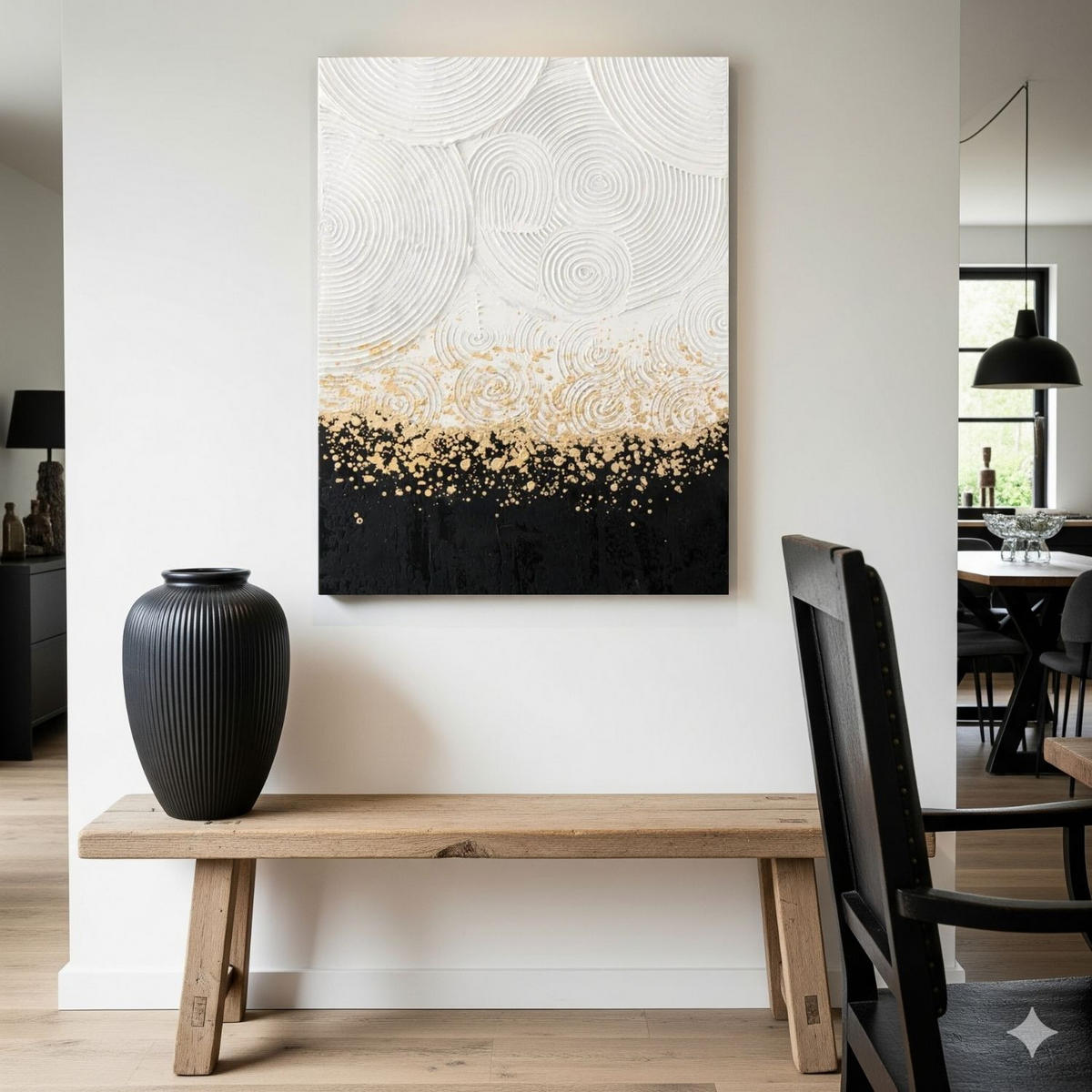 ACRYLBILD HANDGEMALT 60/90 cm - Schwarz/Weiß, Holz/Textil (60/90cm) - KUNSTLOFT