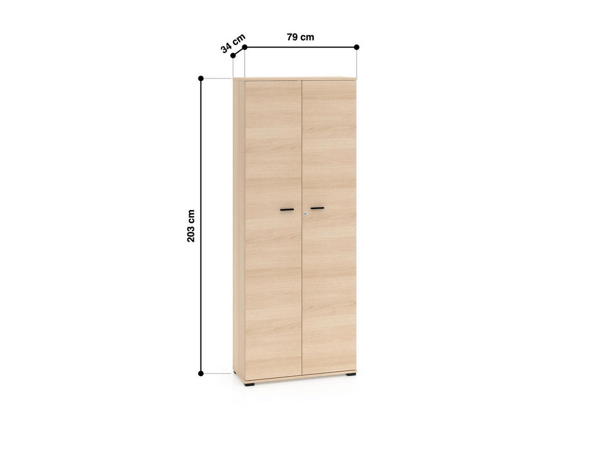 AKTENSCHRANK – 79 cm – Odelis – Schwarz - Schwarz, Holzwerkstoff (79/203/34cm) - hi-markt