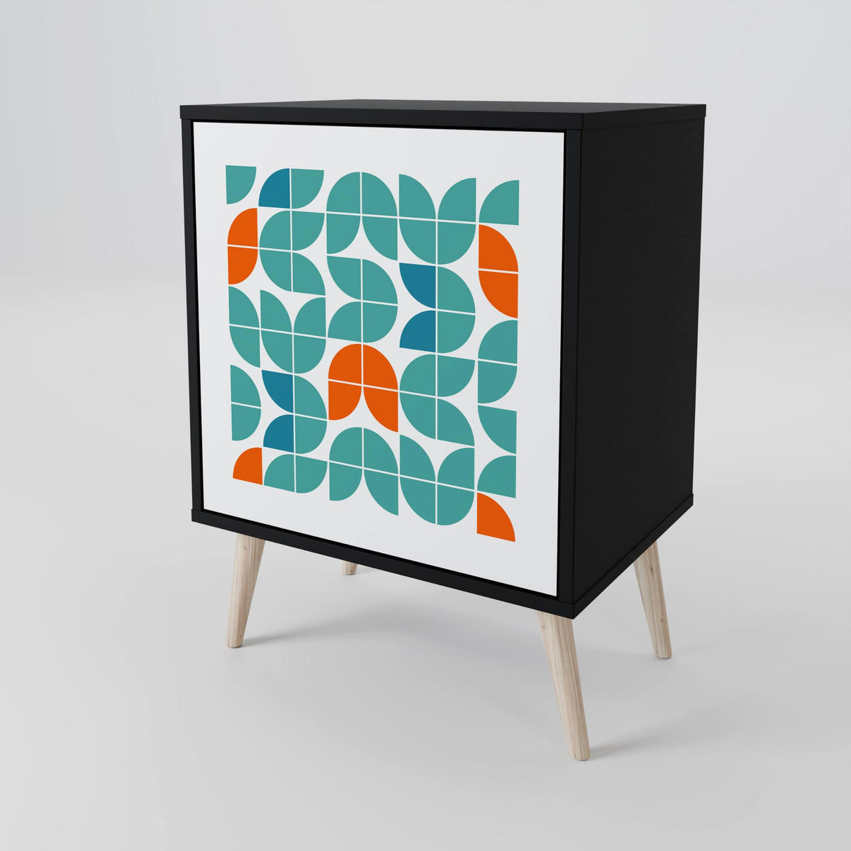 SIDEBOARD BE THE CHANGE, Schwarz, 57,5x42x67,5 cm, Schwarze Metall-Rahmenfüße - Multicolor/Schwarz, Holzwerkstoff/Metall (57.5/67.5/42cm) - SpaceRebels