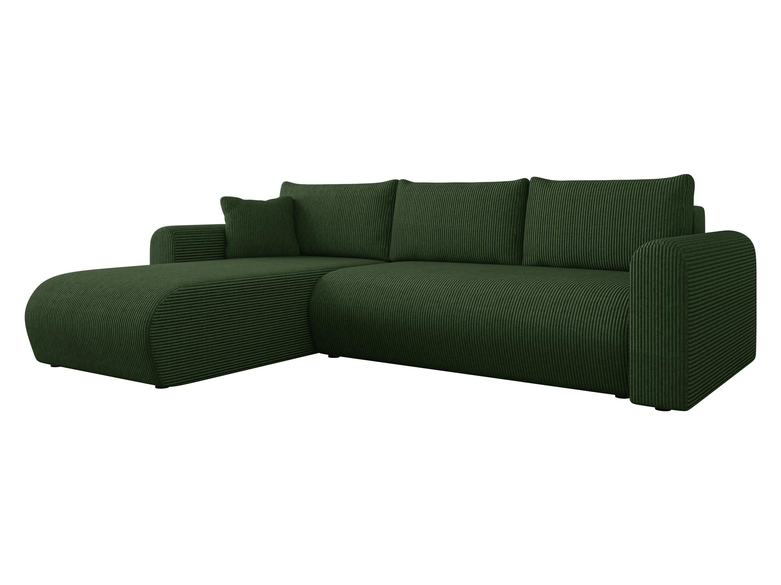 ECKSOFA Eliwo Cord - Schwarz/Grün, Holz/Textil (252/158cm) - MIRJAN24