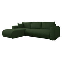 ECKSOFA Eliwo Cord - Schwarz/Grün, Holz/Textil (252/158cm) - MIRJAN24