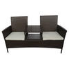 GARTENSOFA 2-Sitzer mit Teetisch Poly Rattan Braun - Braun, Holz (152/85/62cm) - furnicato