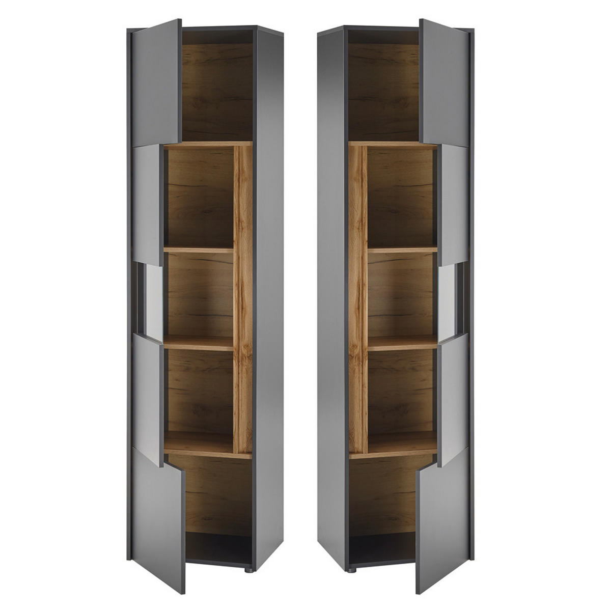 WOHNZIMMER-SET 6-TLG. Crisp-61 - Anthrazit, Holzwerkstoff (735/197/60cm) - Lomado