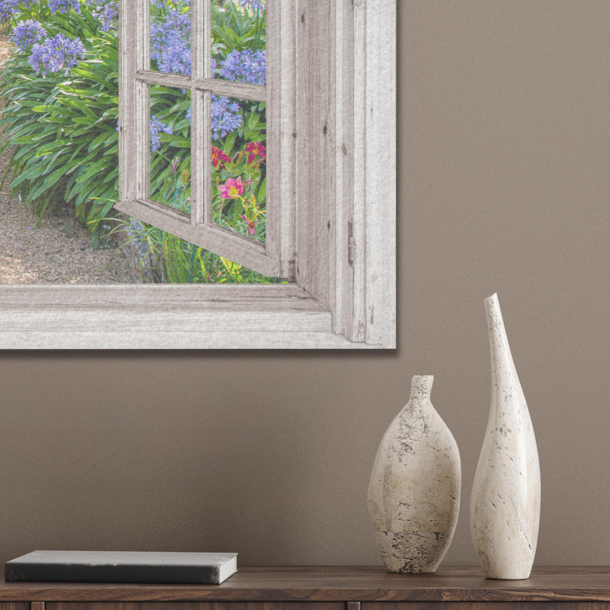 AKUSTIKBILD Hortensie - Durchsichtig - Blumen - Sommer - Lila - Weg Wanddeko 70x50 cm - Lila, Kunststoff (70/50/0.9cm) - MuchoWow