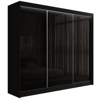 KLEIDERSCHRANK PEKA mit LED - 250 cm - Schwarz - Schwarz, Holzwerkstoff (250/215/61cm) - ALTDECOR