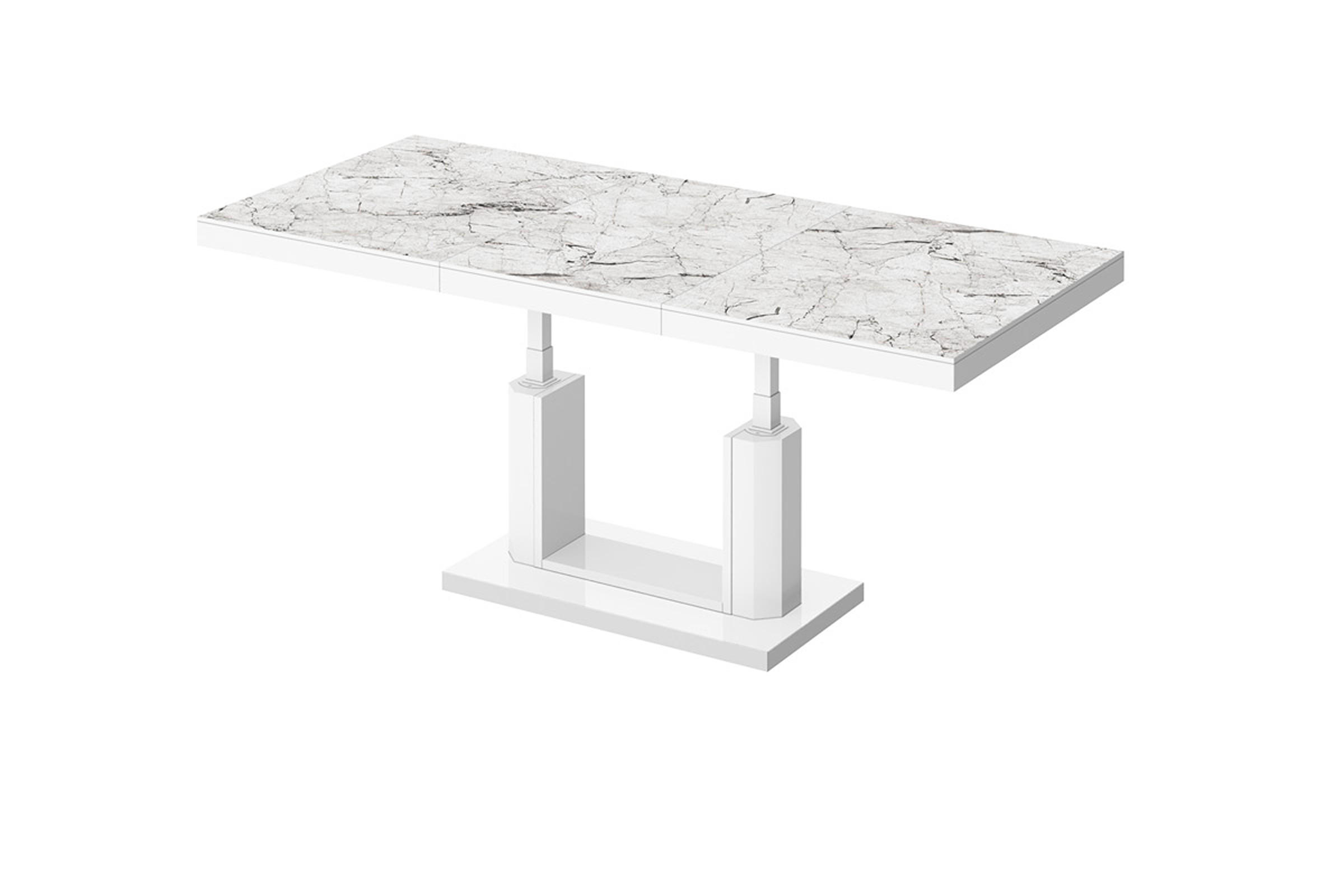 COUCHTISCH rechteckig Marmoroptik - Weiß Hochglanz 120/75/54 cm - Weiß, Holzwerkstoff (75/120/54cm) - designimpex