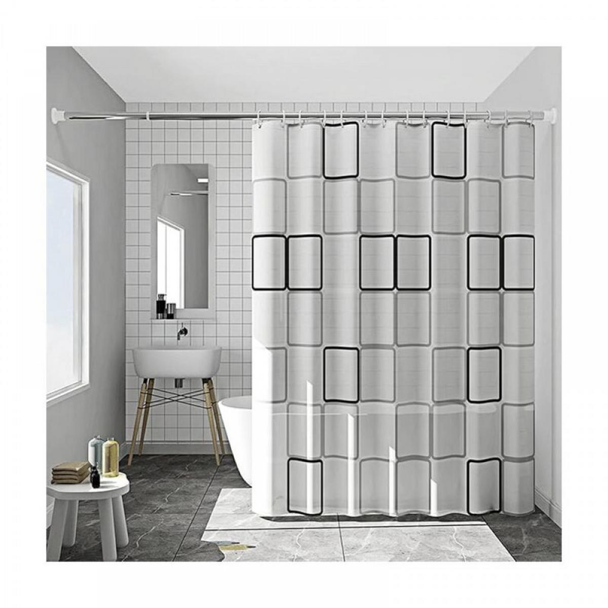 DUSCHVORHANG Polyester schimmelresistent wasserdicht waschbar antibakteriell schnell trocknend für Badewannen und Badezimmer - Weiß, Kunststoff (180/180cm) - MCBOSON
