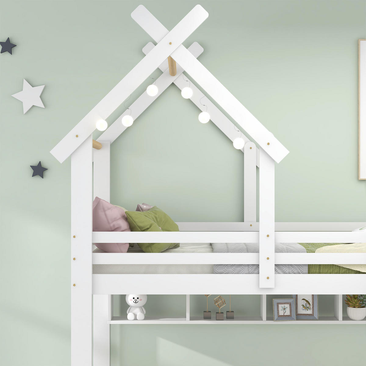 HAUSBETTEN 90/200cmWeiß - Weiß, Holz (205/243/95cm) - Urban Meuble