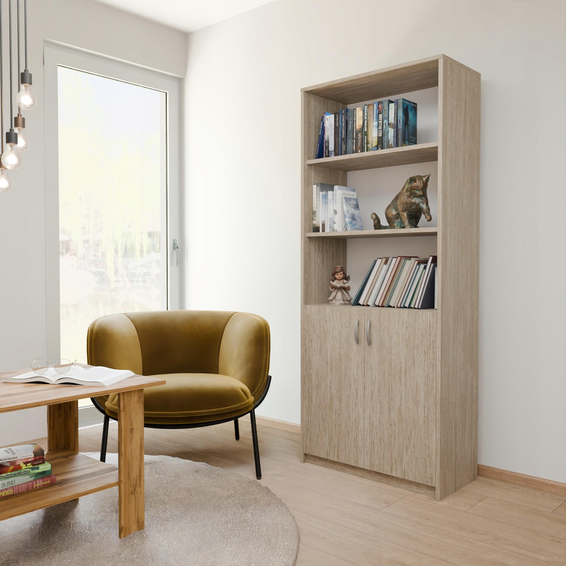 Thumbnail - Matkam Möbel Bücherregal, Sonoma Eiche, Holzwerkstoff, 74x180x35 cm, Wohnzimmer, Regale, Bücherregale