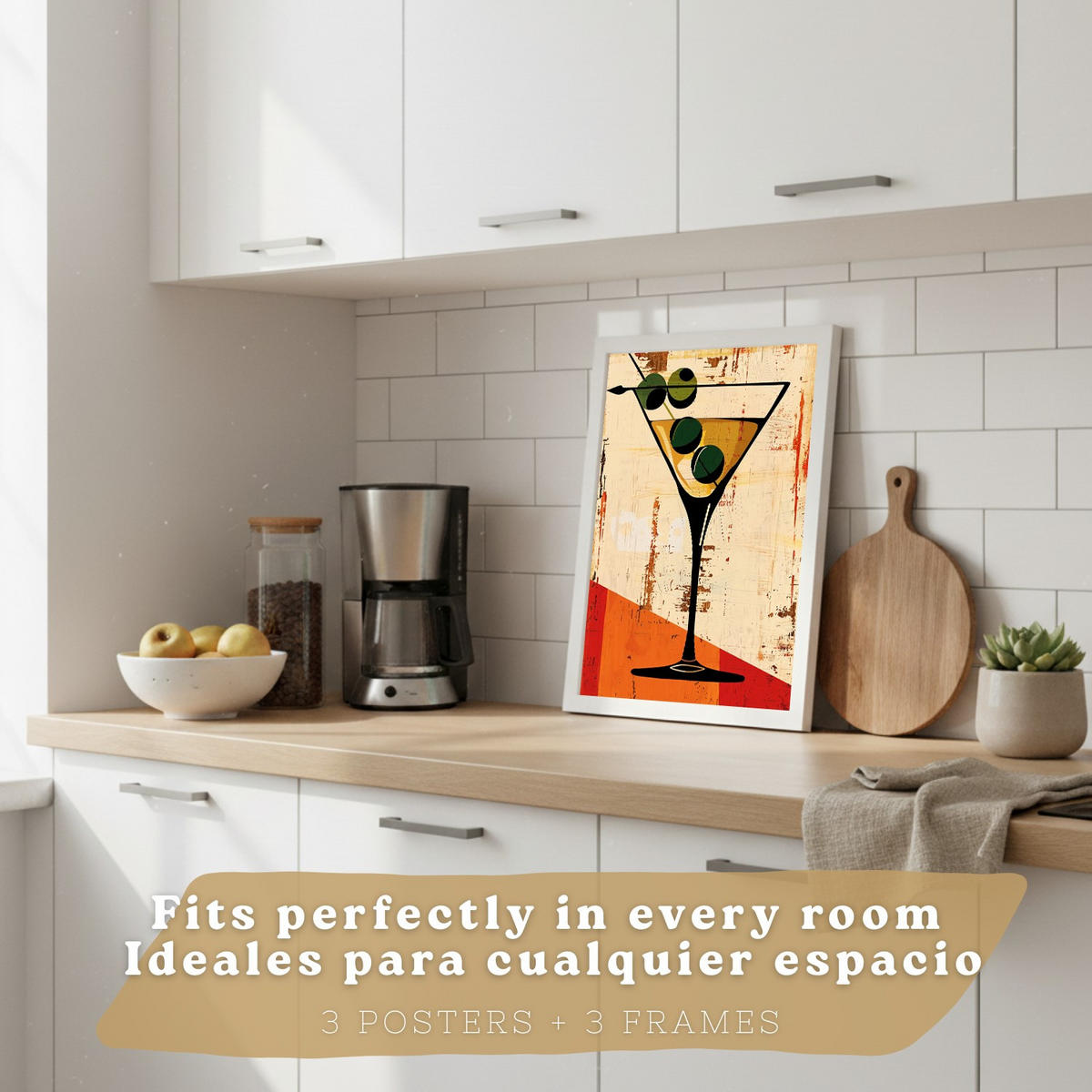 PLAKAT Sada 3 Retro 3 A4 Bílý rám - bílá, papír (29.7/1/21cm) - Nacnic