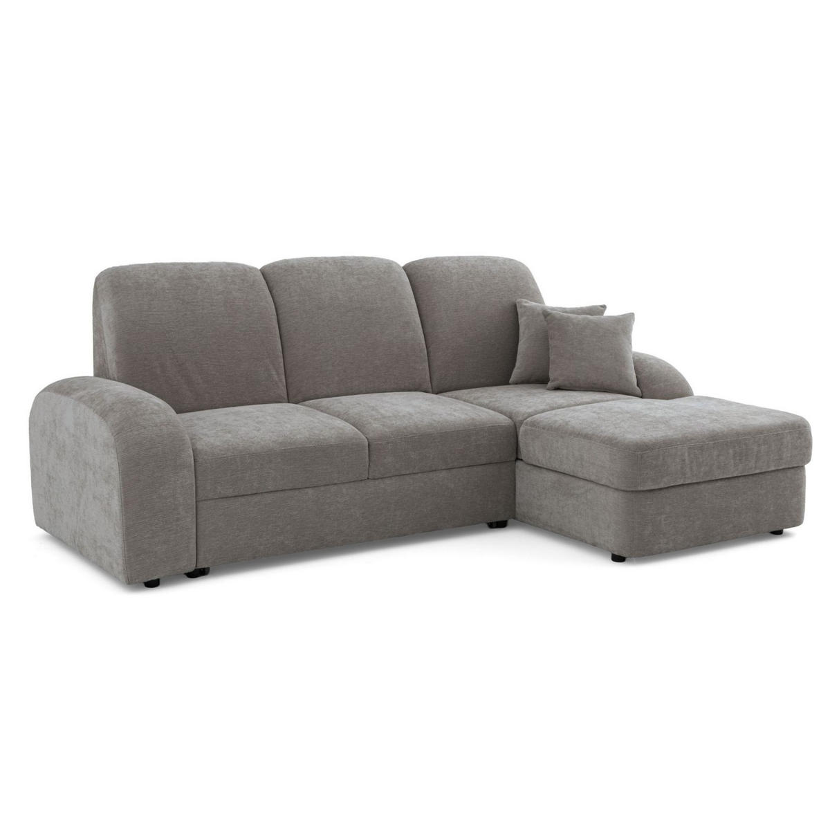 ECKSOFA VIBE S Rechts mit Schlaffunktion 130x202 Chenille Grau - Schwarz/Grau, Holz/Kunststoff (156/255cm) - Muffo