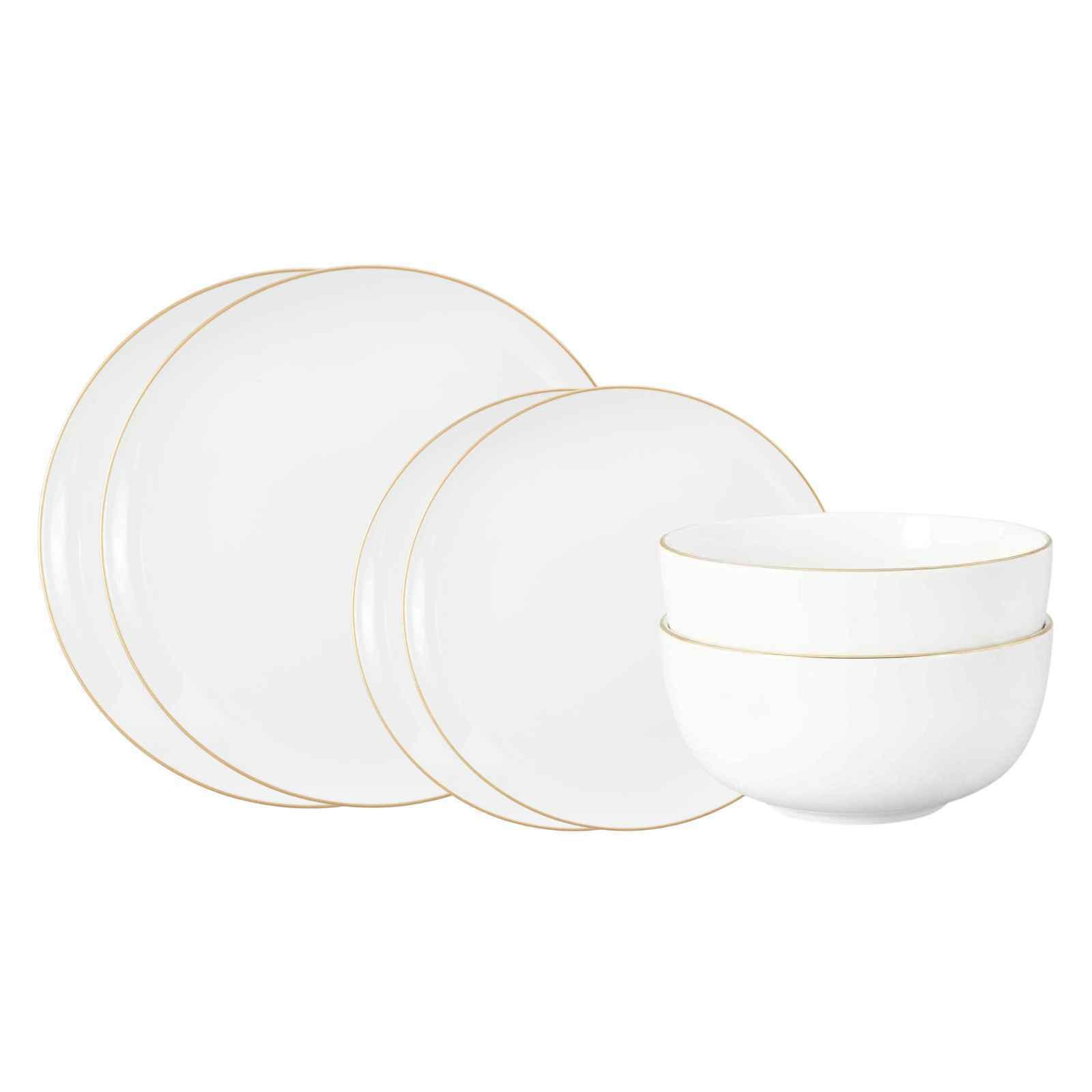 BASIC-SET Liberty Goldrand weiß-gold 6-tlg. - Goldfarben/Weiß, Keramik (2/2/2cm) - Seltmann Weiden