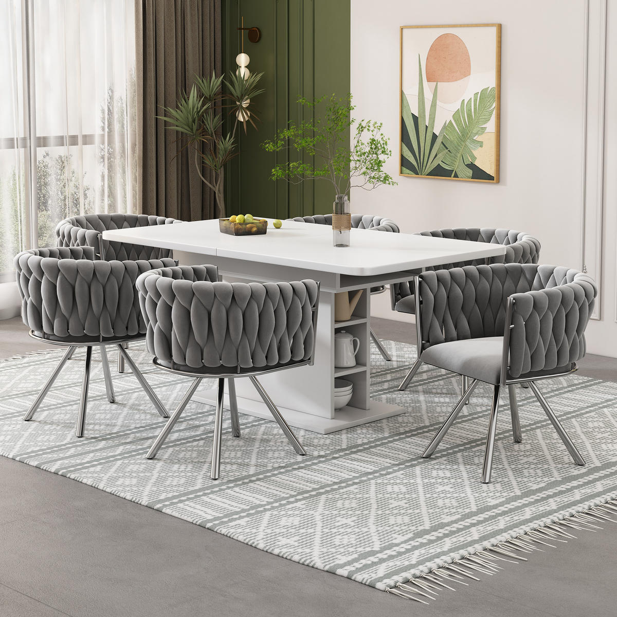 ESSZIMMERSTUHL 4er Set Samt Drehstuhl Grau Silber Metall - Grau, Textil (54.2/71.5/59.5cm) - FLIEKS