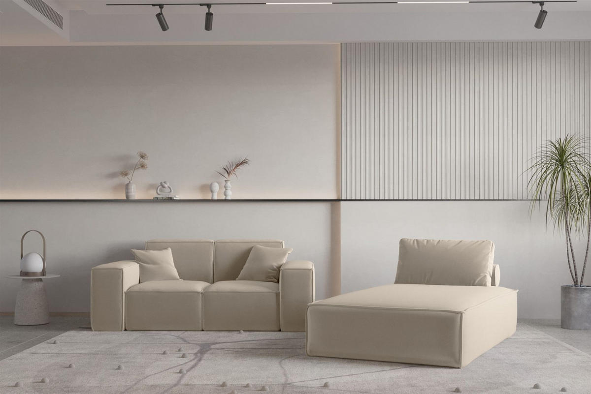 SOFA Sezlong Celes Premium 2er-set - Beige, Holzwerkstoff/Textil (110/95/194cm) - Fun Möbel