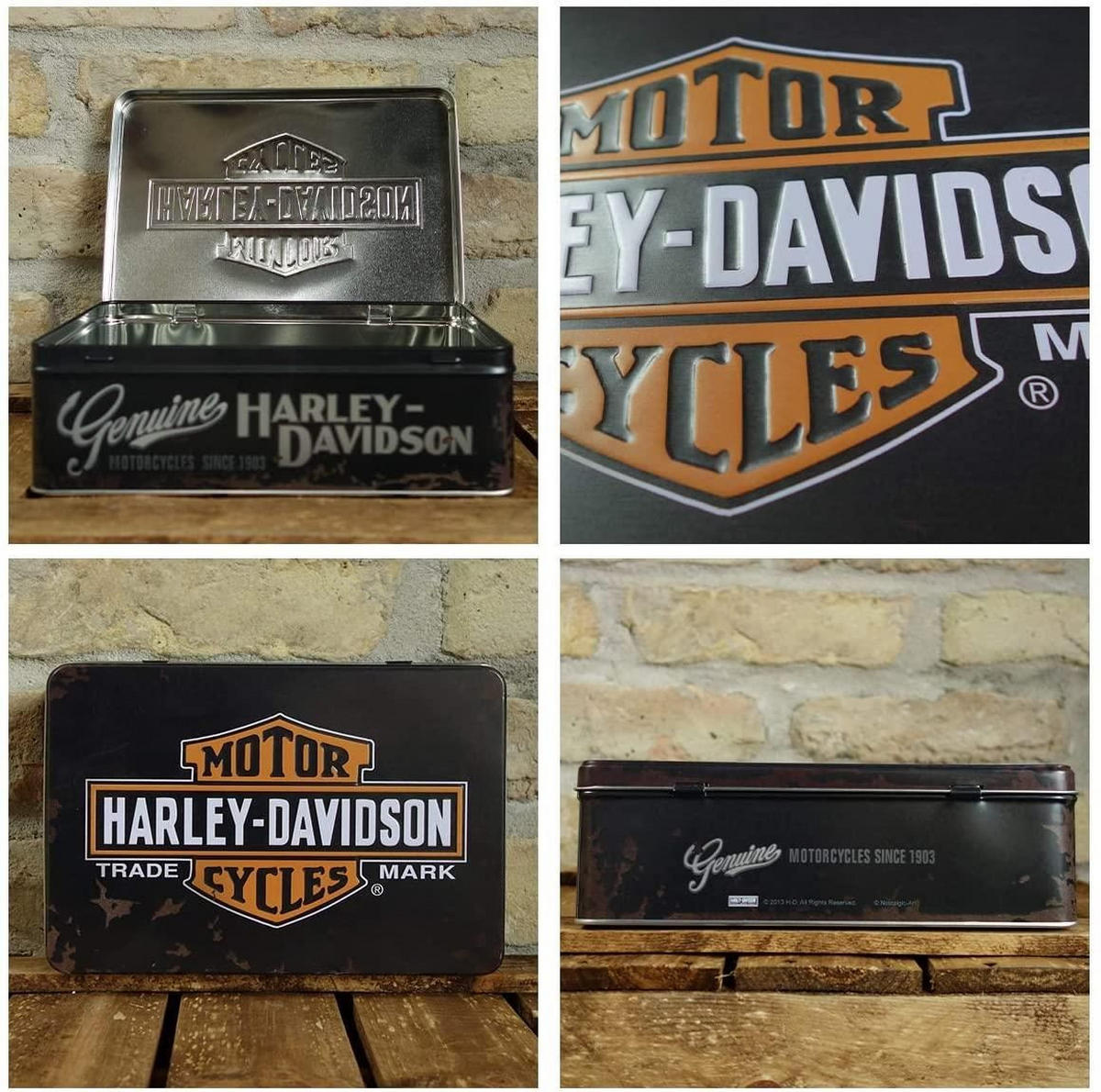 VORRATSDOSE flach Harley-Davidson Genuine - Multicolor, Metall (23/7/16cm) - Nostalgic-Art