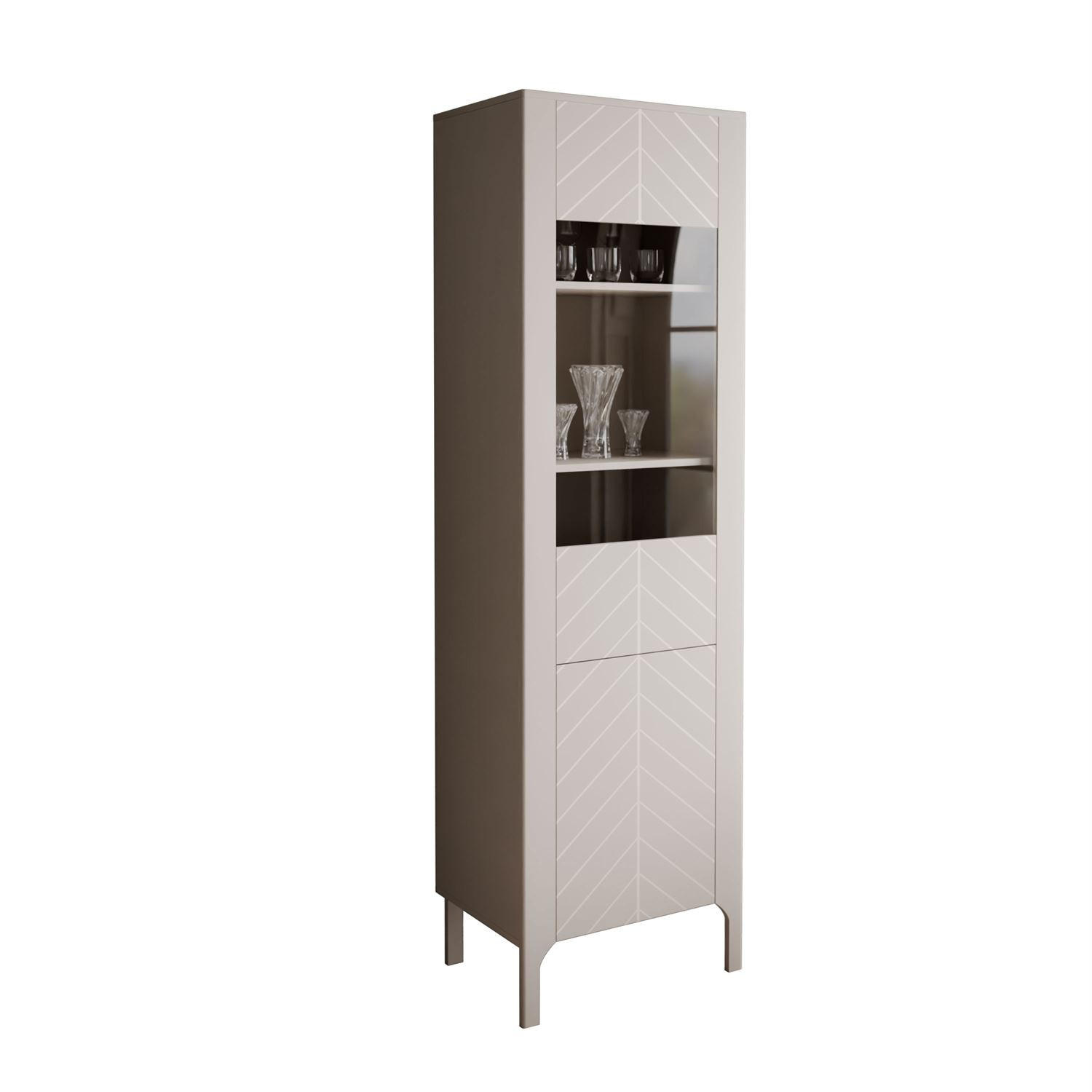 Glasvitrine LUMI, Kaschmir - Kaschmir, Holzwerkstoff (60/197/41cm) - Lookway