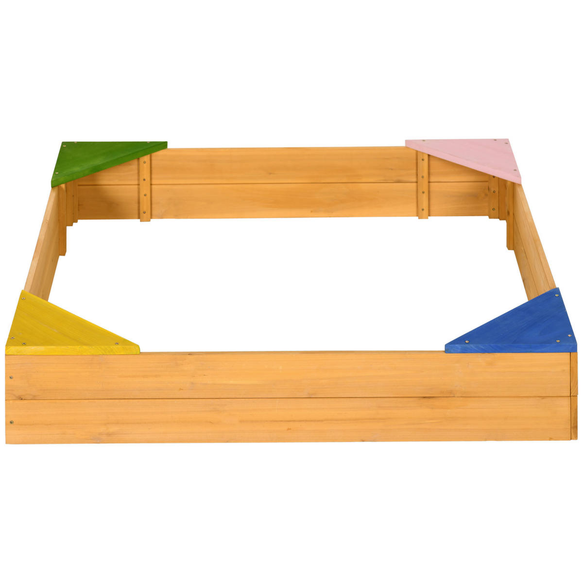 SANDKASTEN DE-18749 4 Sitzplätze & Schutzvlies Naturholz - Naturfarben, Holzwerkstoff (109/109/19.8cm) - ComfortXL