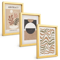 BILDER SET 3er Set - 20x30 cm Goldrahmen - Abstrakte Formenmuster - Goldfarben, Kunststoff (20/30cm) - TULUP
